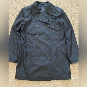 Ann Taylor Black Trench Coat Womens Med Double Breasted Rain Jackets Softshell